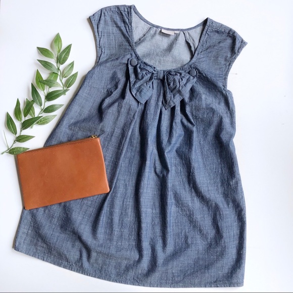 eshakti Tops - Eshakti Beau Belle Bow Chambray Blouse